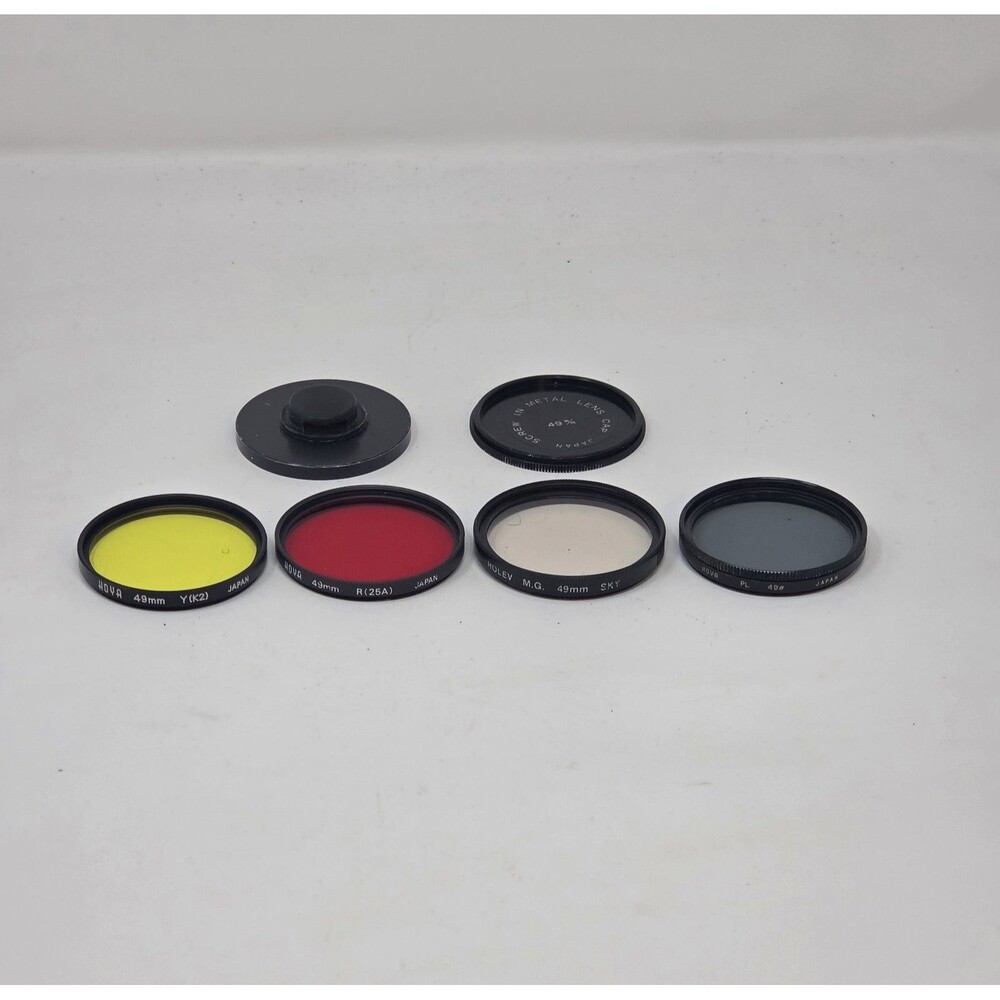 Hoya 49mm Camera Filter Set Y-K2 R25A Polarizer + Rolev SKY Vintage Film Japan